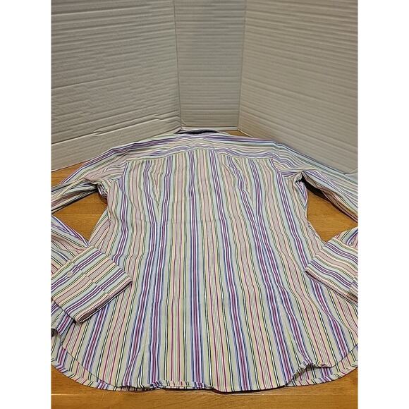 RALPH LAUREN Black Label Striped Shirt Womens 12 M L LS Top Rainbow - Picture 7 of 8